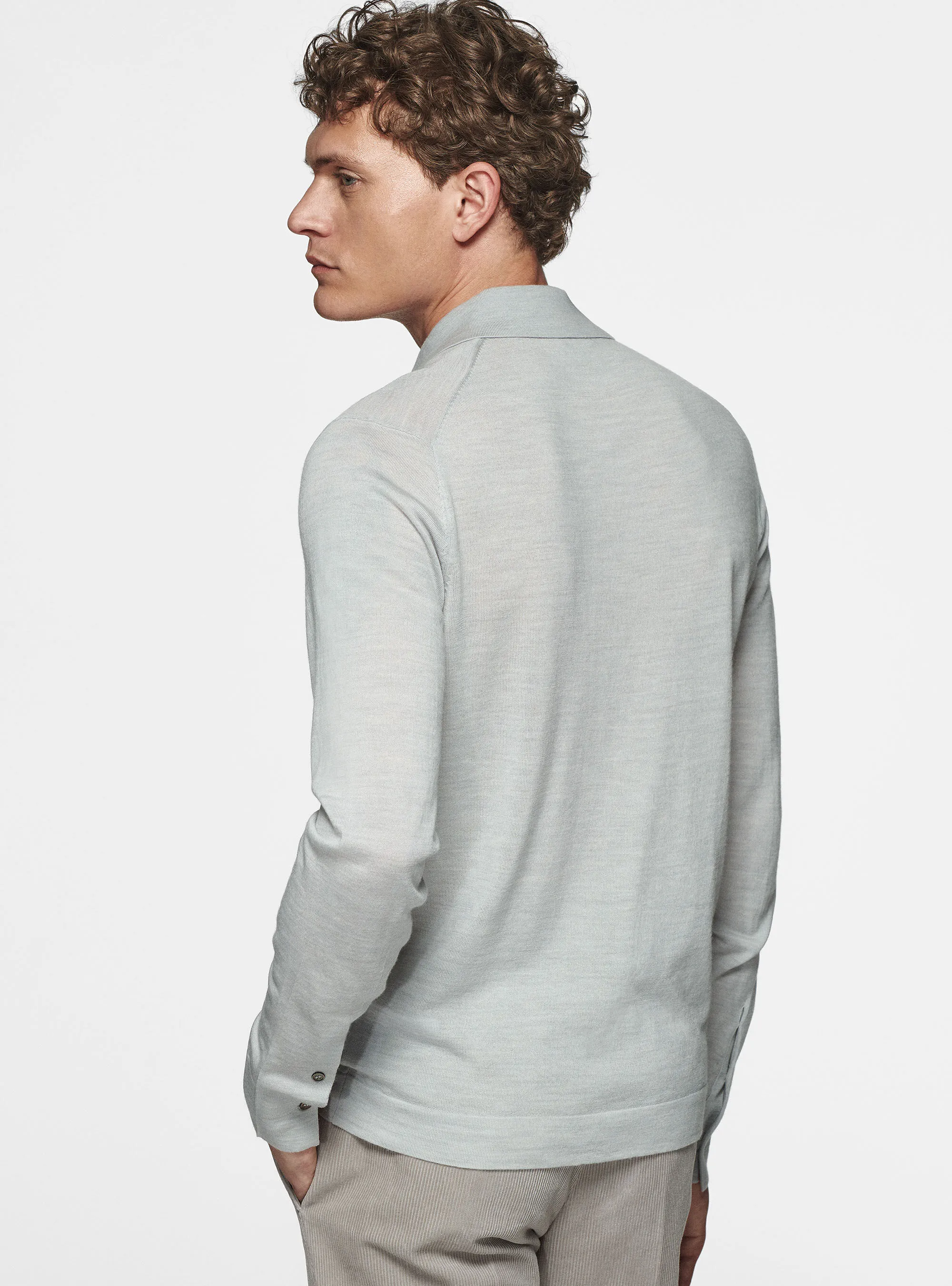Camicia in maglia in pura lana merino extrafine
