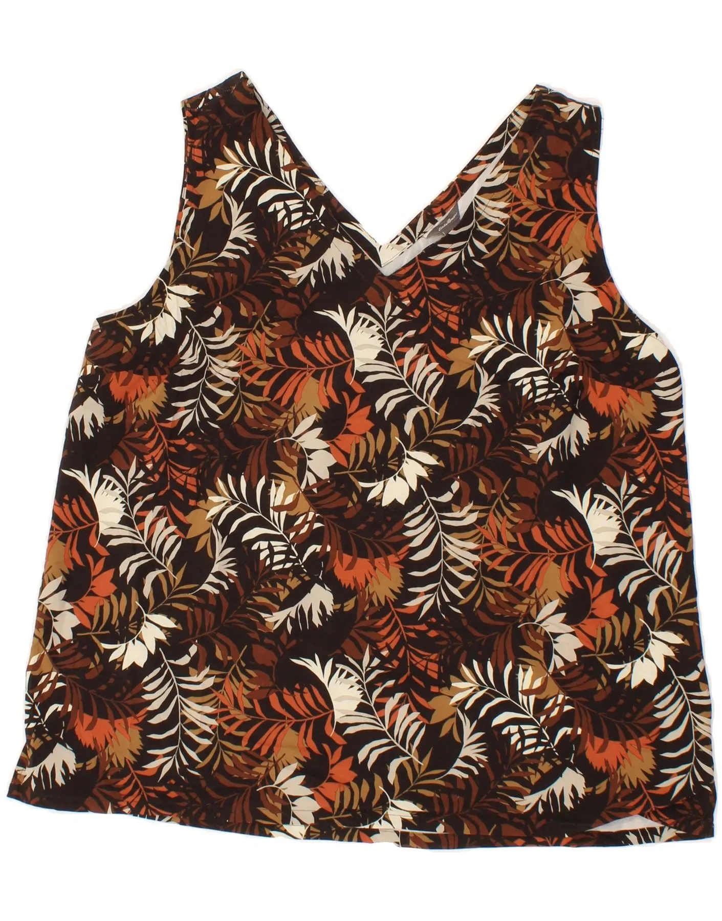 EDDIE BAUER Womens Abstract Pattern Blouse Top UK 16 Large Brown