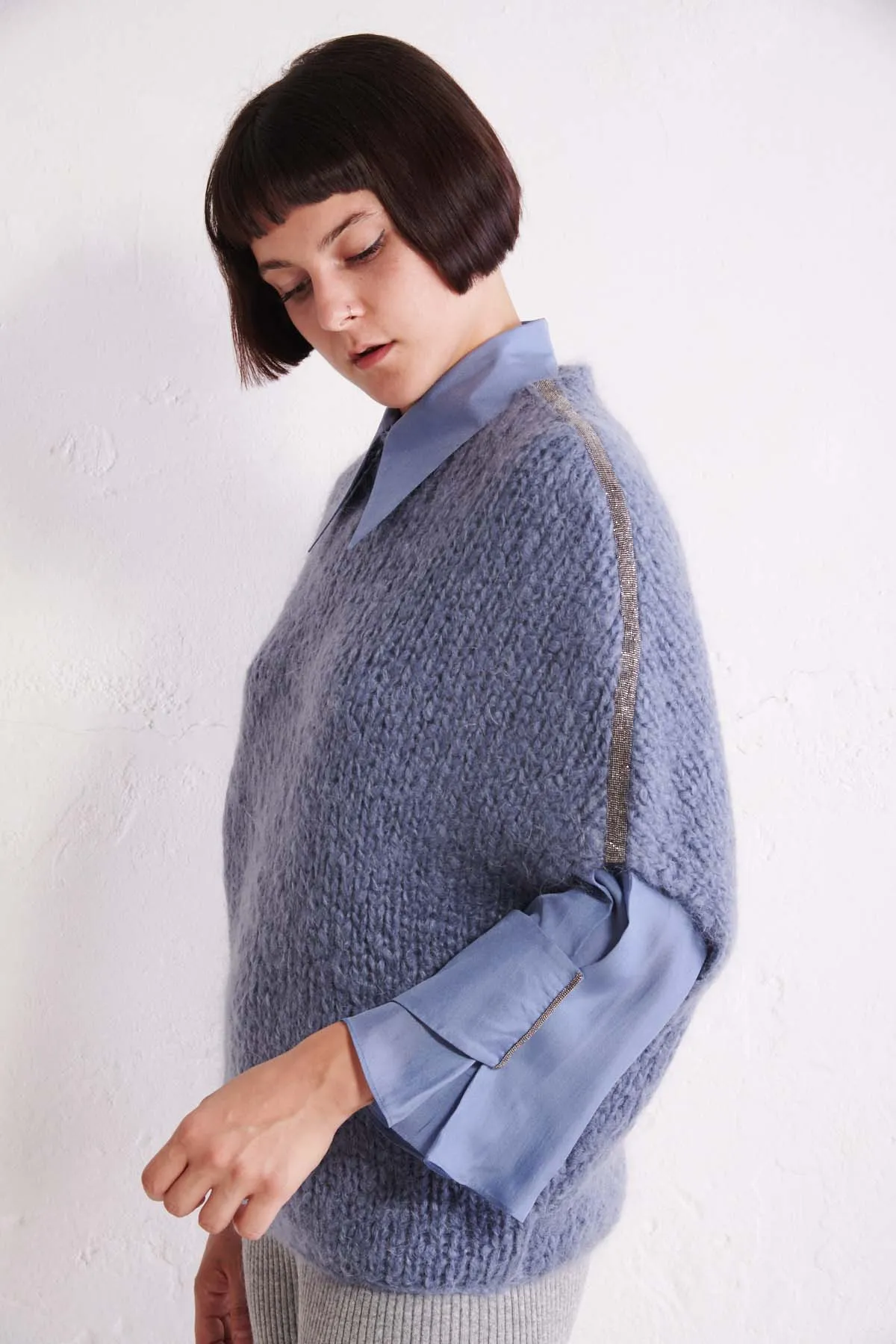 FABIANA FILIPPI Mantella in mohair bouclè pervinca