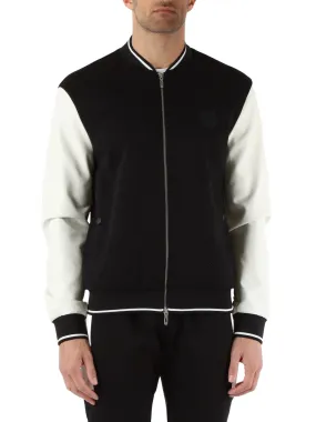 Felpa bomber regular fit con maniche in ecopelle