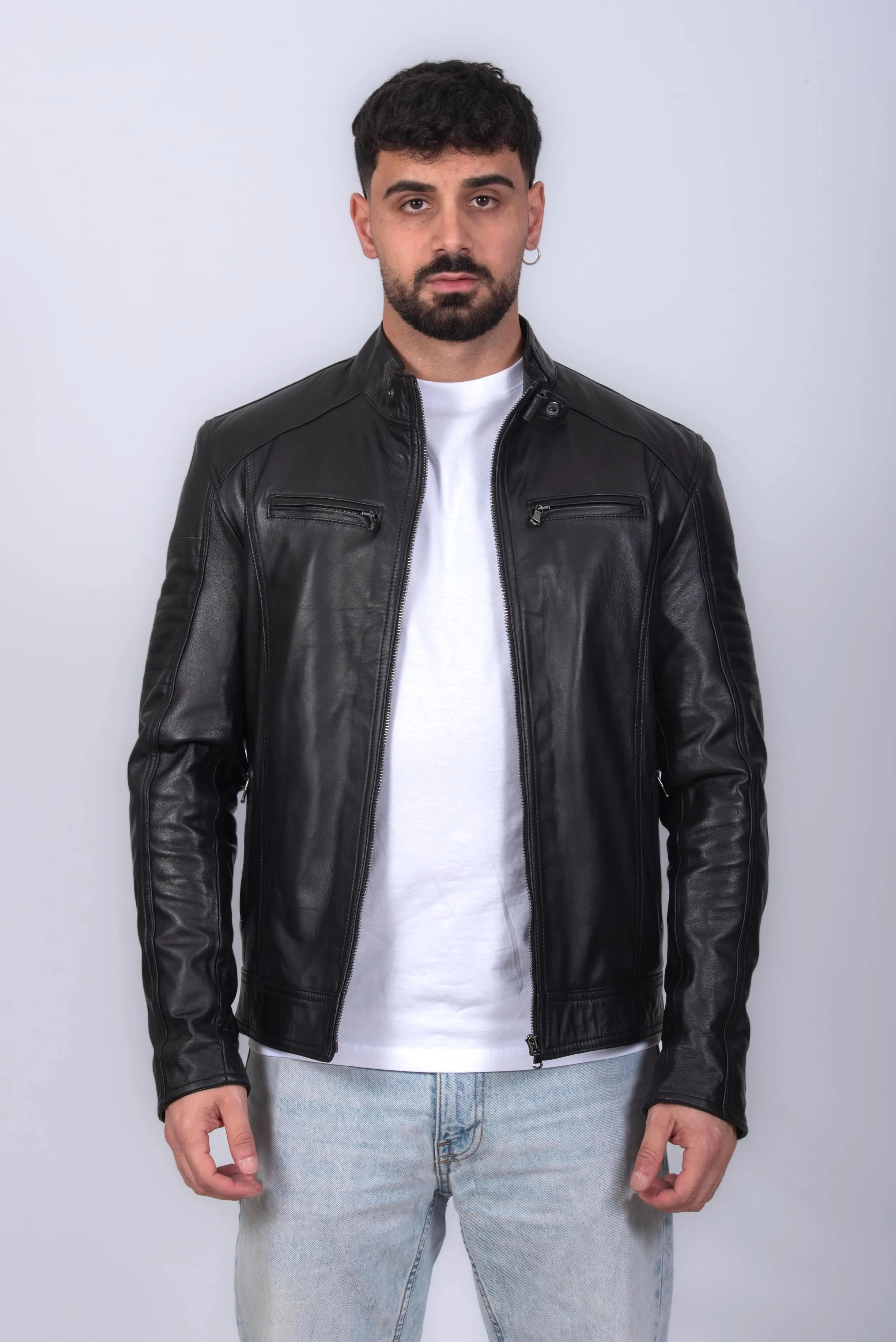 GIUBBINO IN PELLE UOMO NERO MOD. G/Z