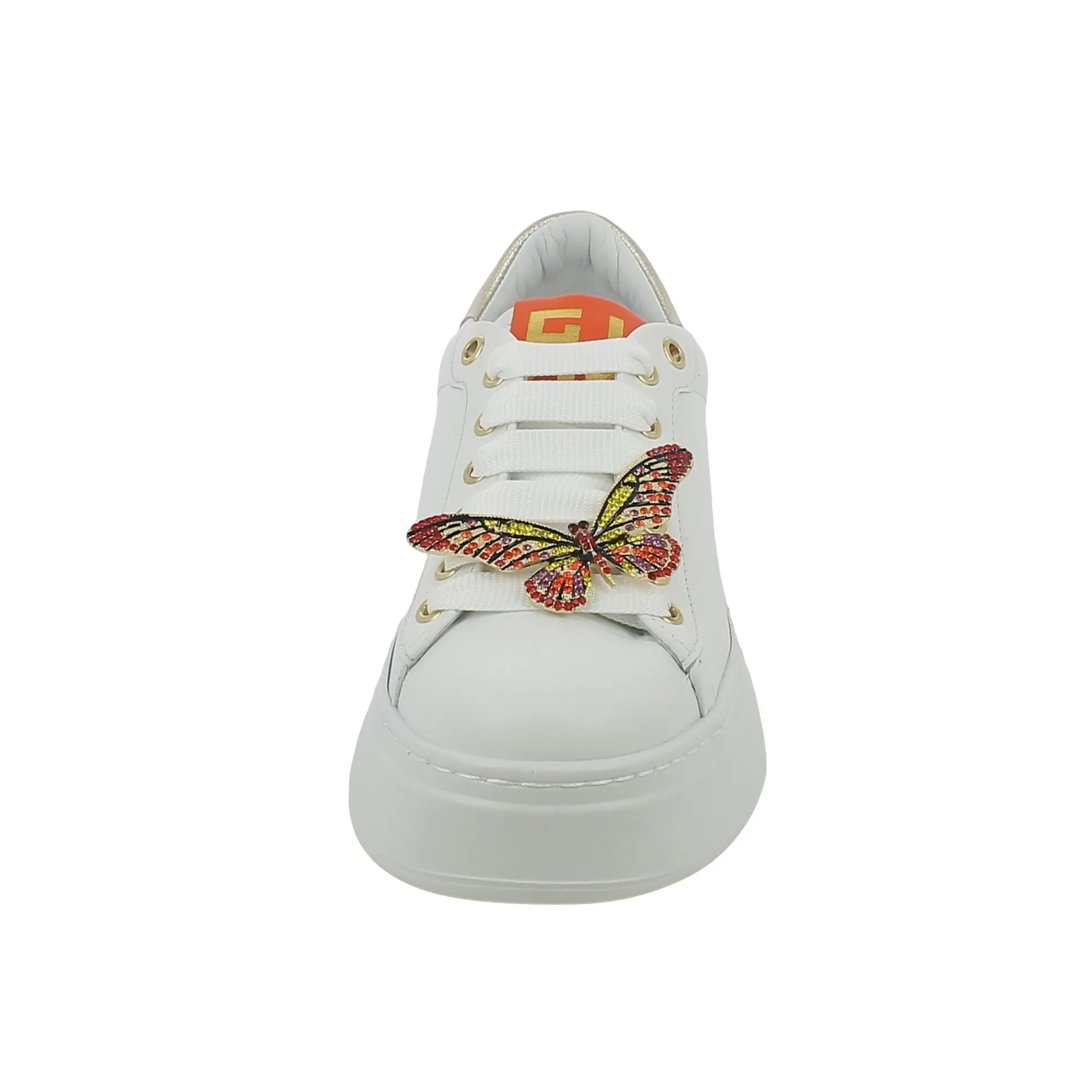 Giò+  Sneaker in pelle bianca con accessorio farfalla 