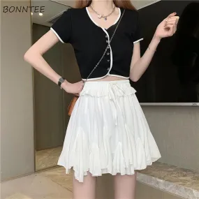 Gonna a pieghe in vita nuova Gonne alla moda Gonna stile semplice Minigonne