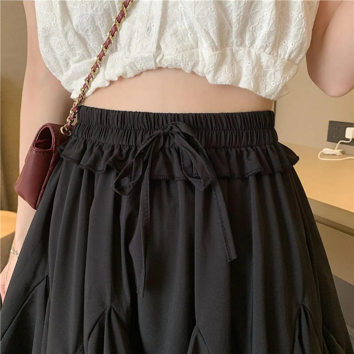 Gonna a pieghe in vita nuova Gonne alla moda Gonna stile semplice Minigonne
