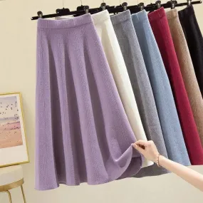Gonne midi invernali moda femminile Gonna in maglia elasticizzata invernale Gonna lunga elastica