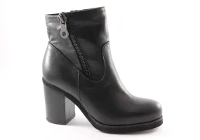 JHON GRACE 1732X2 nero scarpe donna stivaletti tronchetti doppia zip tacco