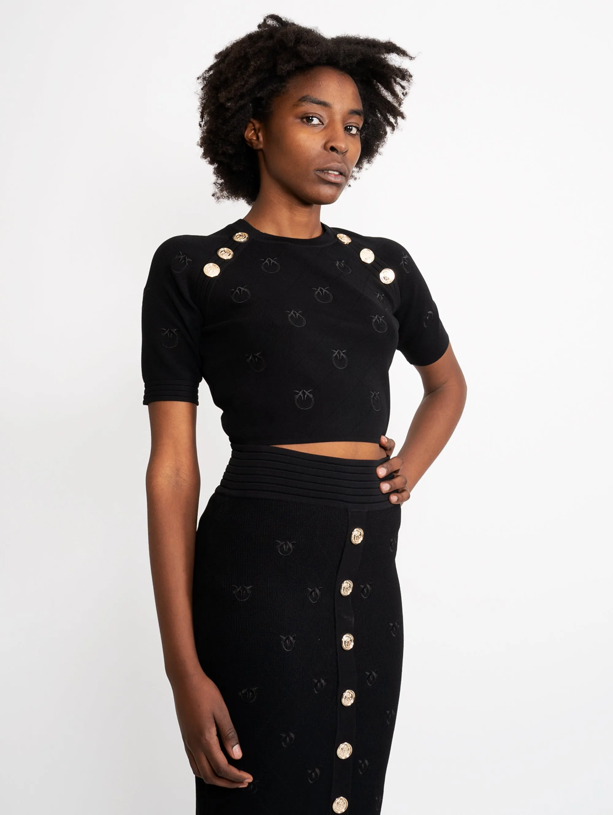 Maglia Monogram Cropped Nero