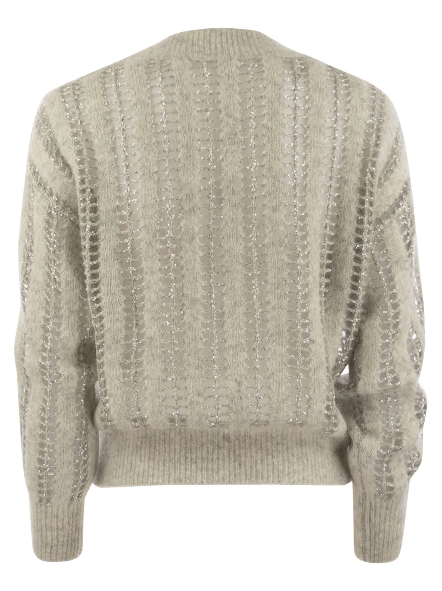 Maglia scollo a V in lana e mohair