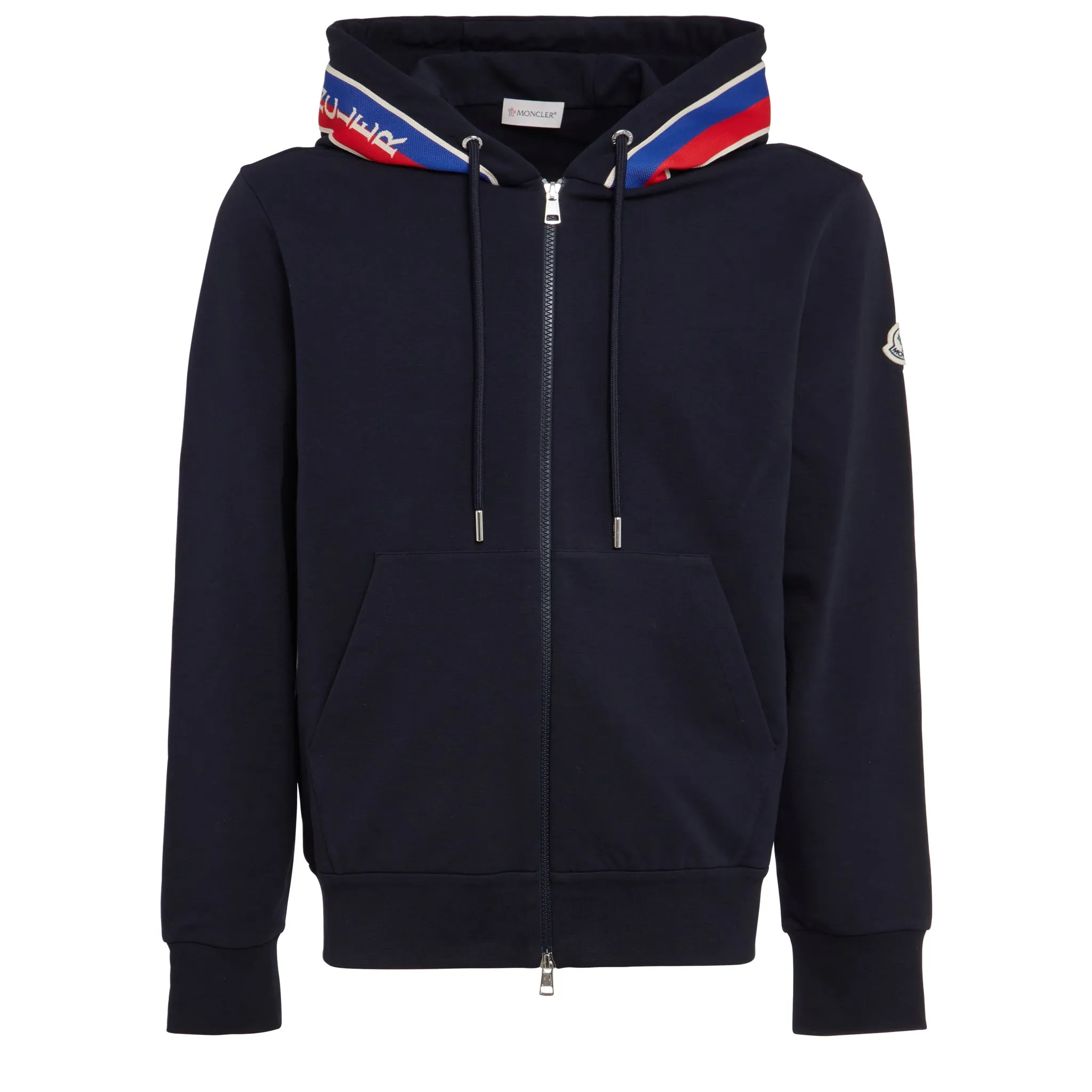 MONCLER  Felpa con cappuccio in cotone blu