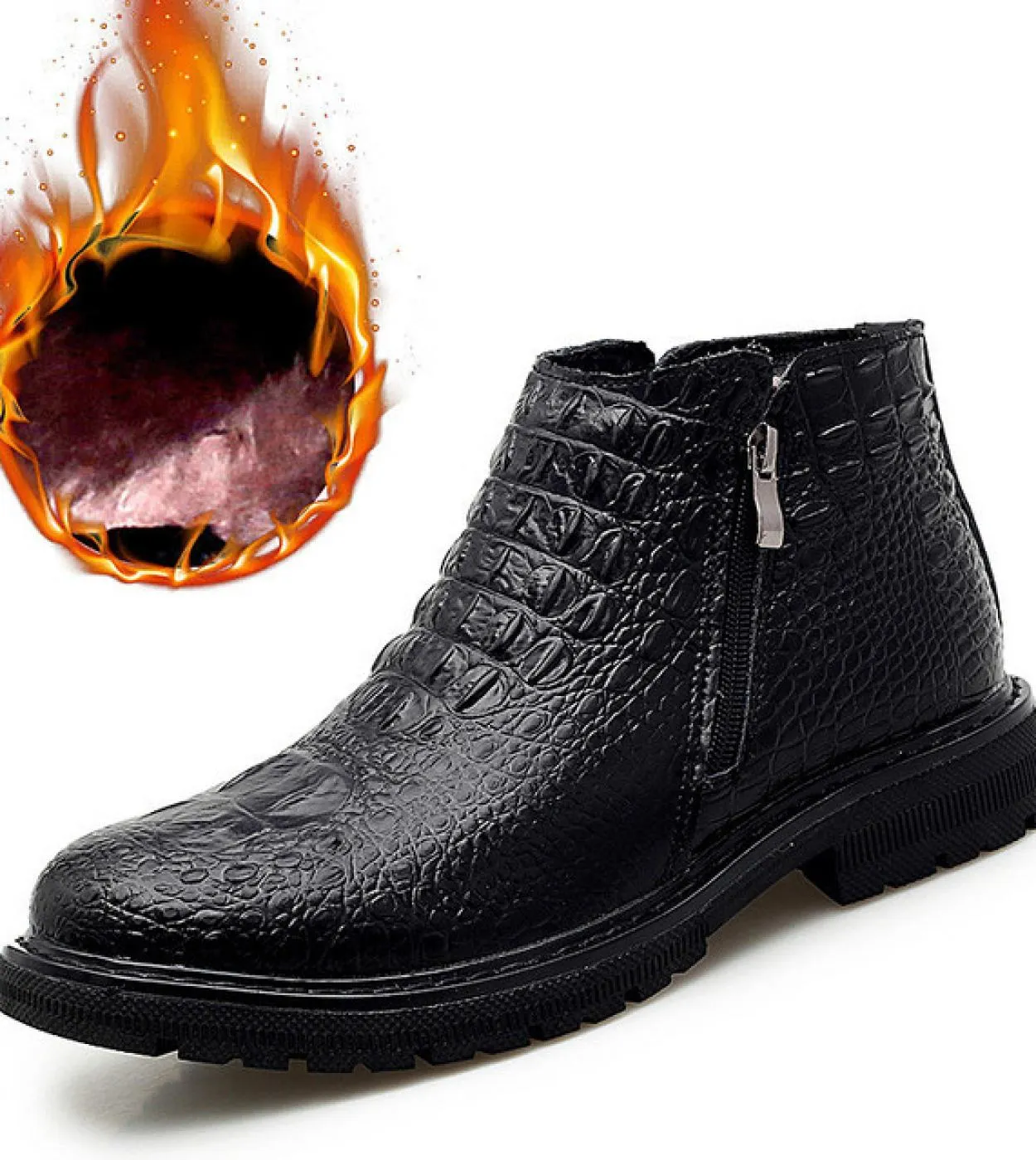 Newpattern Stivaletti da uomo Cerniera invernale Scarpe da uomo in vera pelle Morbidi Casual Tenere al caldo Stivali da neve Uom