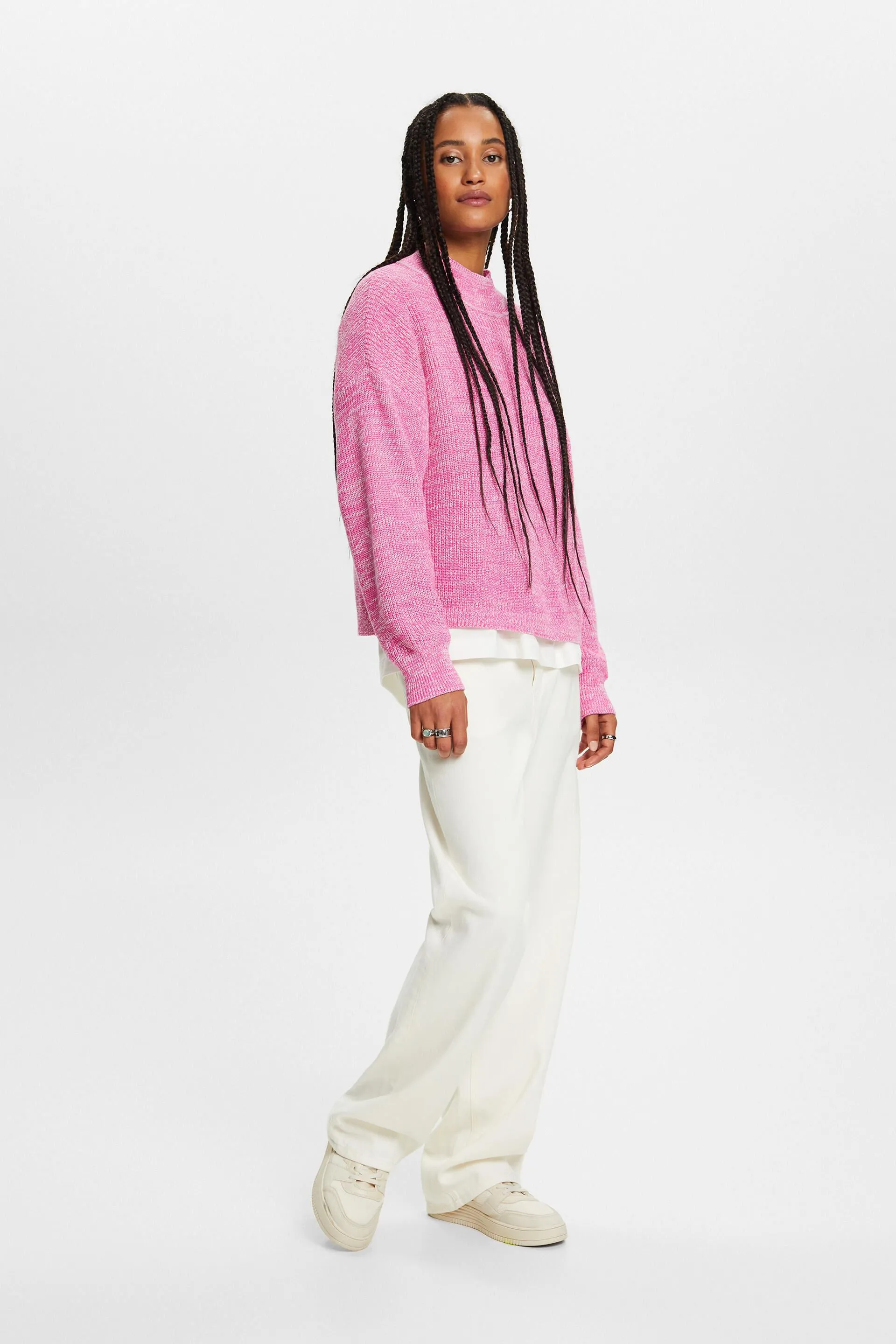 Pullover con collo a lupetto in maglia a coste