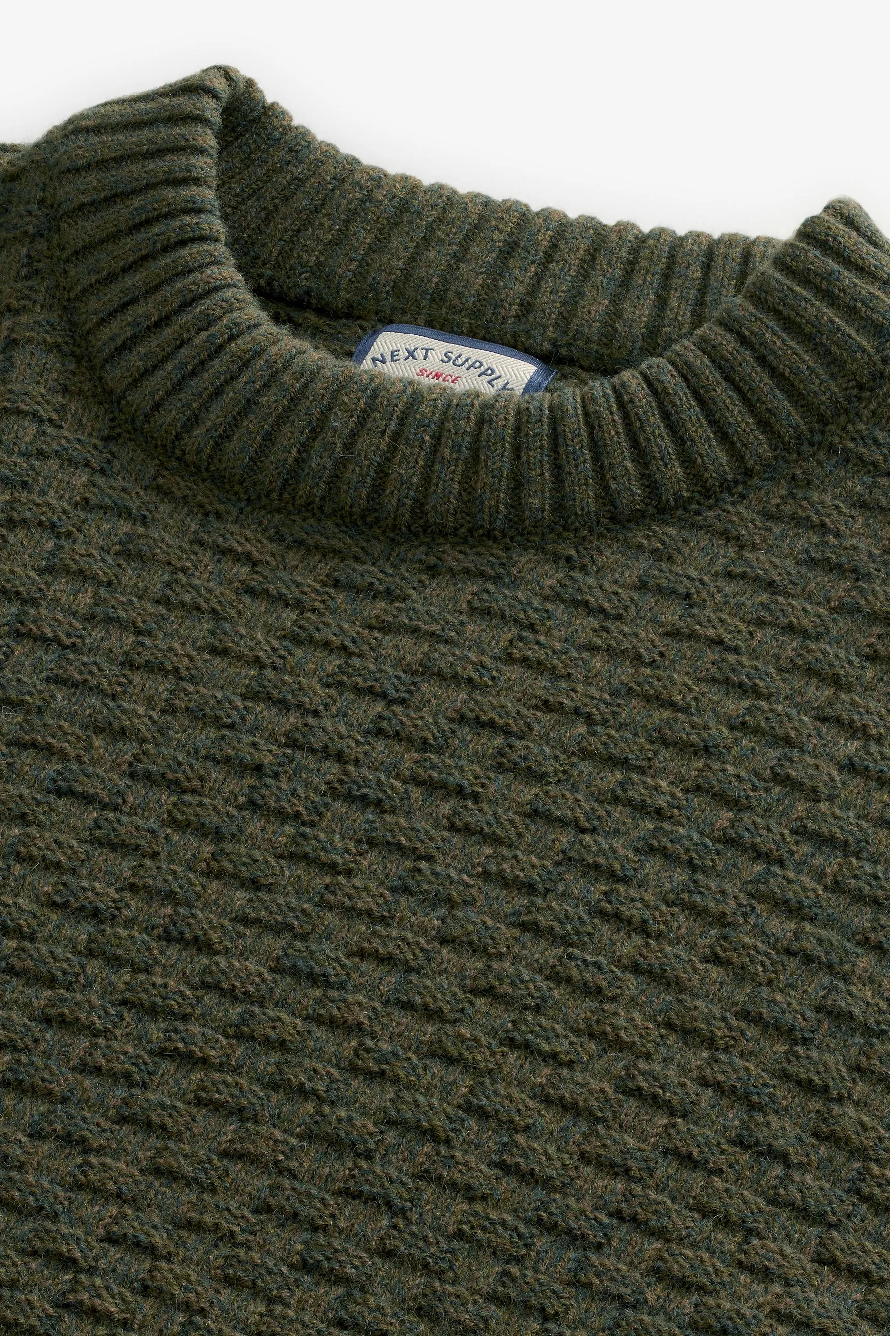 Regular - Girocollo Maglione in maglia testurizzata con lana    