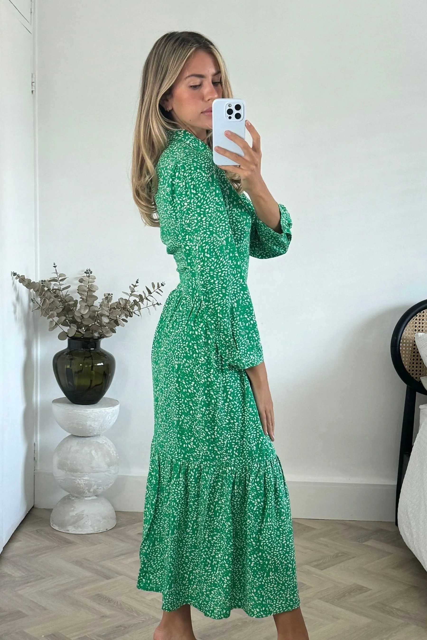 Style Cheat Elena - Abito midi a balze chemisier