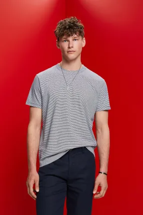 T-shirt in jersey a righe, misto cotone e lino