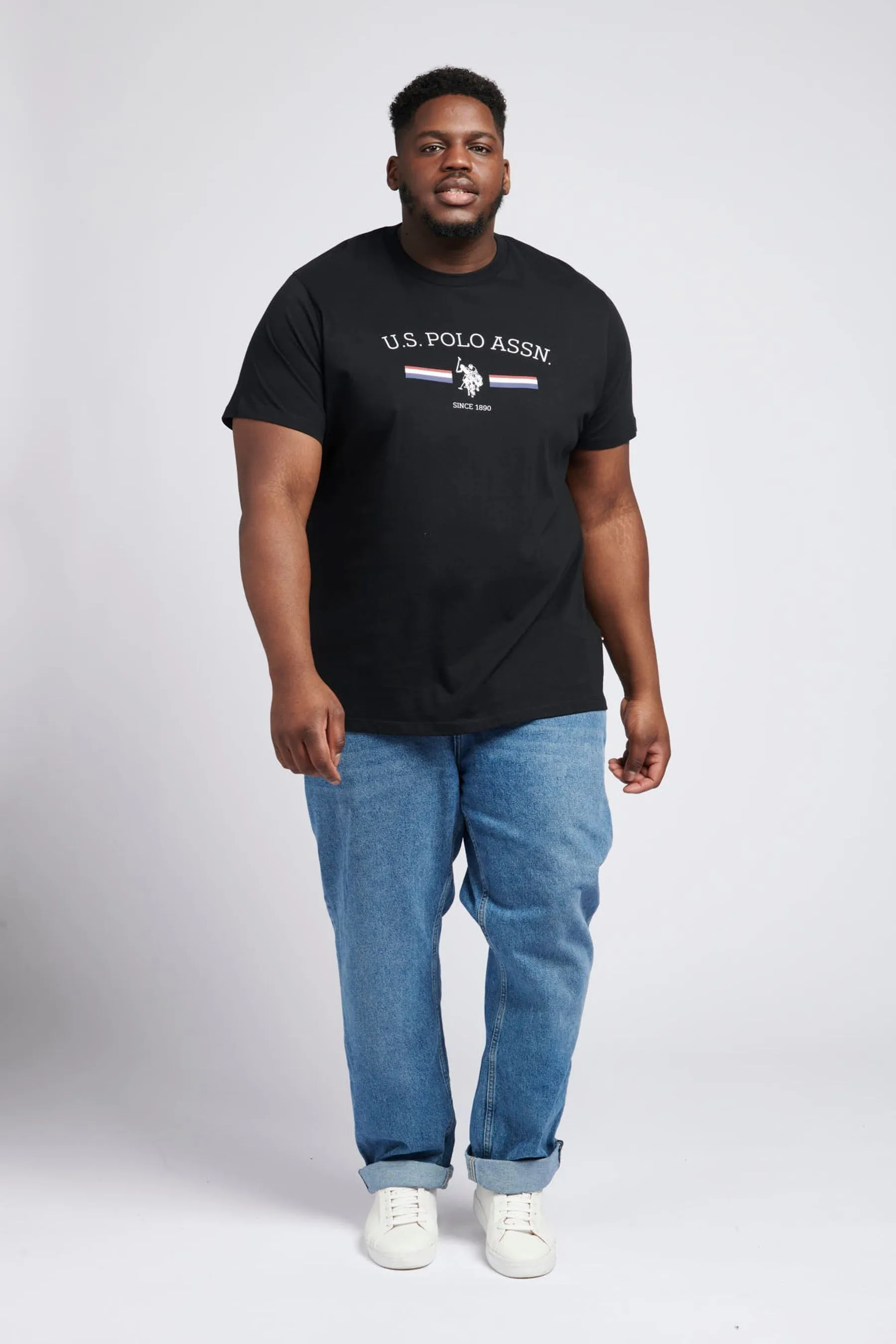 U.S. Polo Uomo Big & Tall A righe - T-shirt con stampa grafica