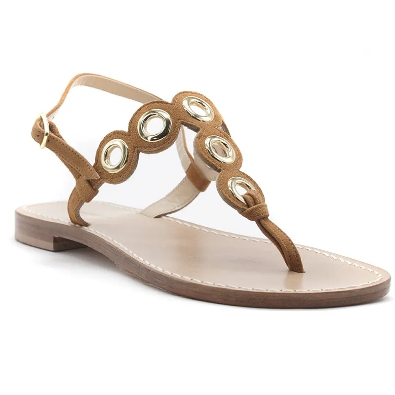 Vanità - sandali in camoscio vari colori  con borchie oro